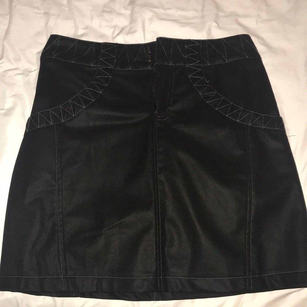 Black faux leather mini skirt